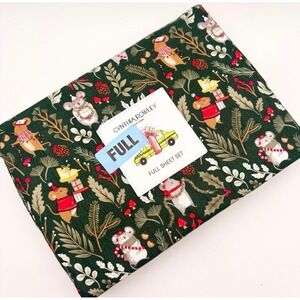 Cynthia Rowley New York Full Sheet Set Holiday Mice Taxi Christmas Whimsical